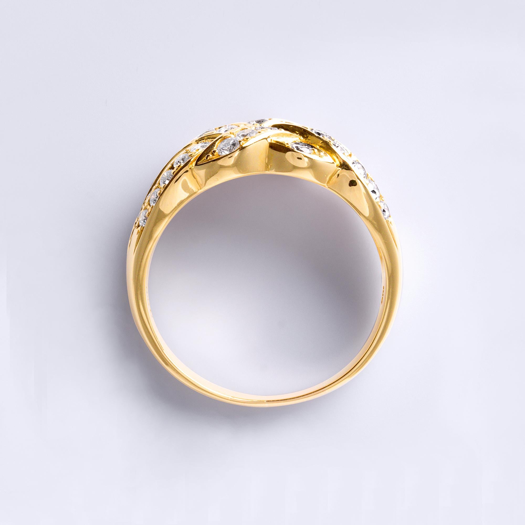 0,80 Karat Diamant Love Knot Ring  Geflochtenes Design Band in 18K Gold  Vintage Größe 8.7 (Rundschliff) im Angebot