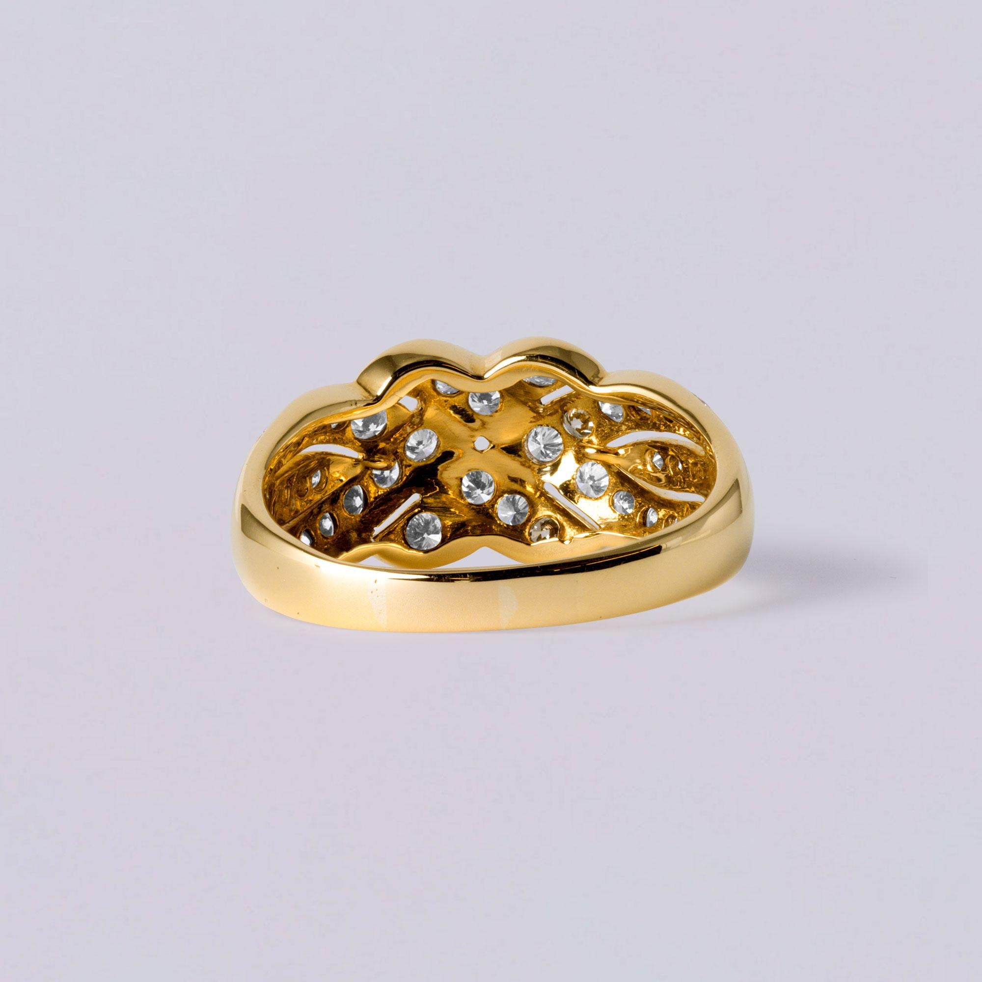 0,80 Karat Diamant Love Knot Ring  Geflochtenes Design Band in 18K Gold  Vintage Größe 8.7 im Zustand „Hervorragend“ im Angebot in Los Angeles, CA