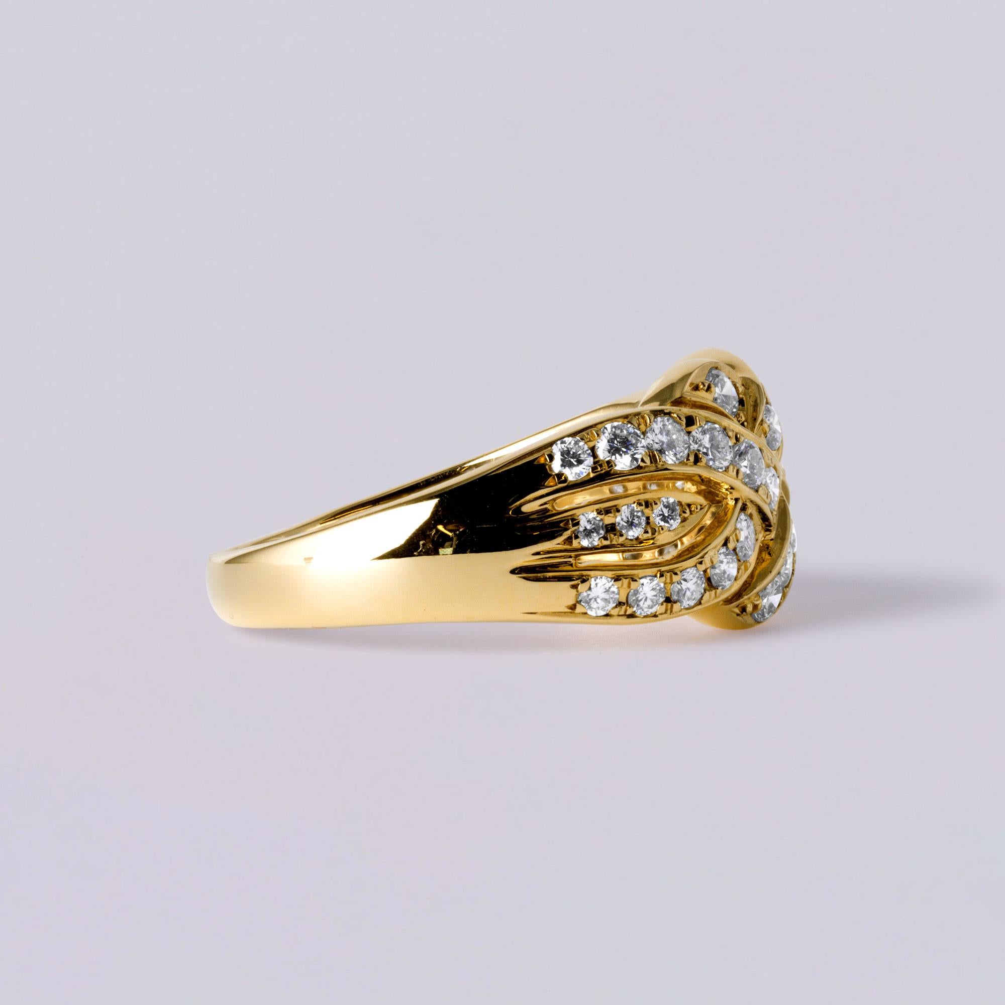0,80 Karat Diamant Love Knot Ring  Geflochtenes Design Band in 18K Gold  Vintage Größe 8.7 für Damen oder Herren im Angebot