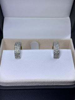 0.80ct Diamond pave eternity wide hoops earrings in 18k yellow white gold.