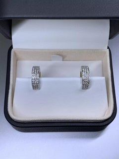 0.80ct Diamond pave eternity wide hoops earrings in 18k yellow white gold.