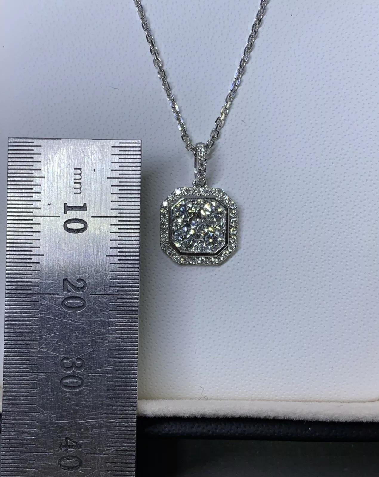 0.80ct Diamond pendant necklace in 18k white gold 16 inches. For Sale 1