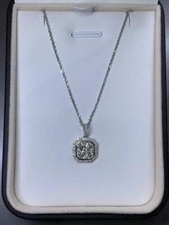 0.80ct Diamond pendant necklace in 18k white gold 16 inches.