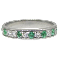 0.80ct Emerald, Diamond Starry Night Wedding Ring set in 14k White Gold
