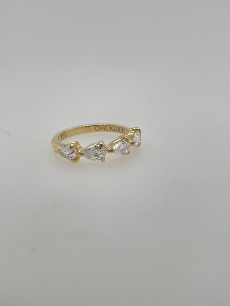 For Sale:  0.80ct FSI pear cut diamond ring wedding band eternity 12
