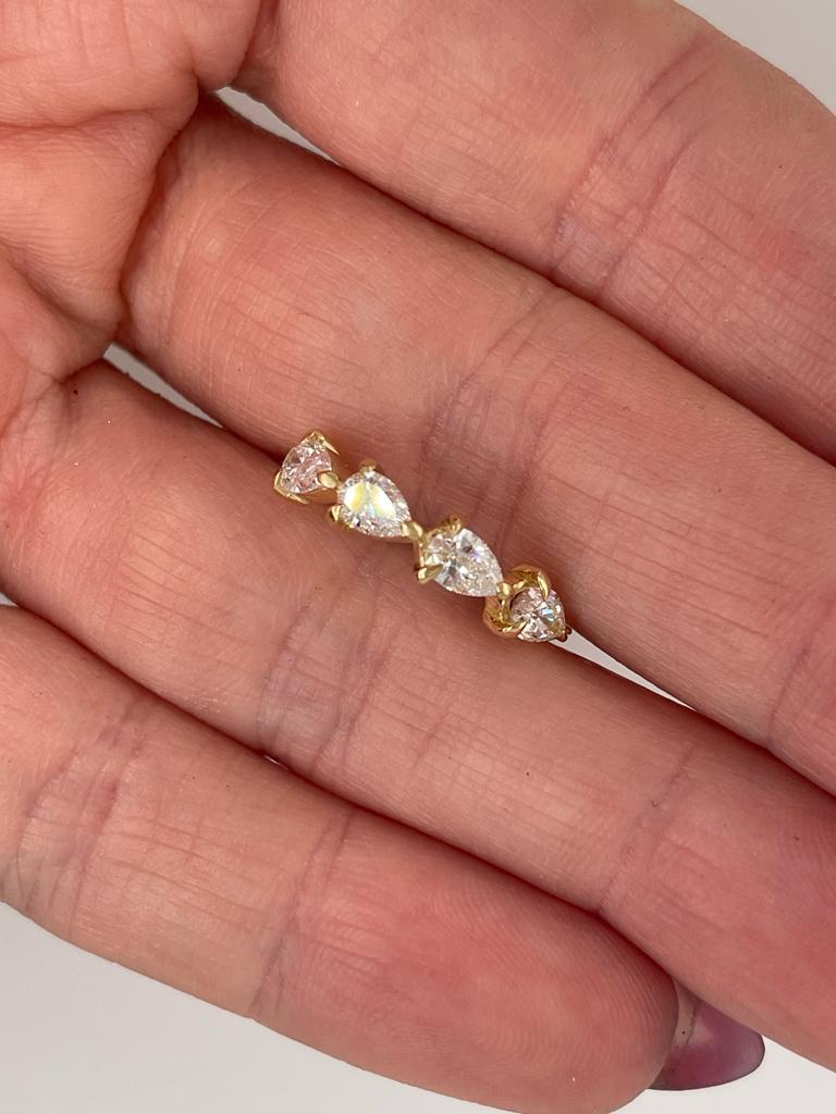 For Sale:  0.80ct FSI pear cut diamond ring wedding band eternity 13