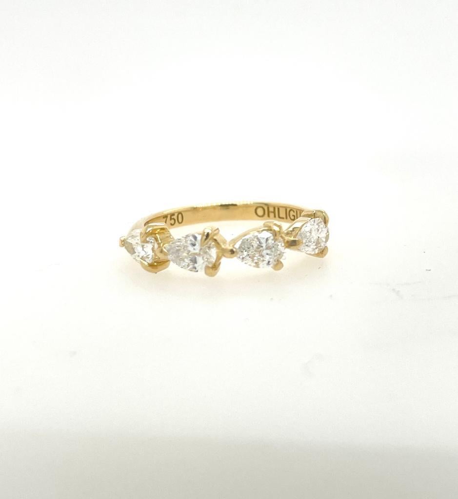 For Sale:  0.80ct FSI pear cut diamond ring wedding band eternity 14