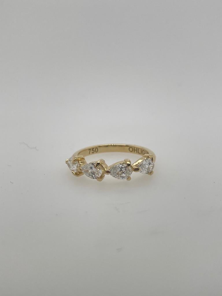 For Sale:  0.80ct FSI pear cut diamond ring wedding band eternity 15