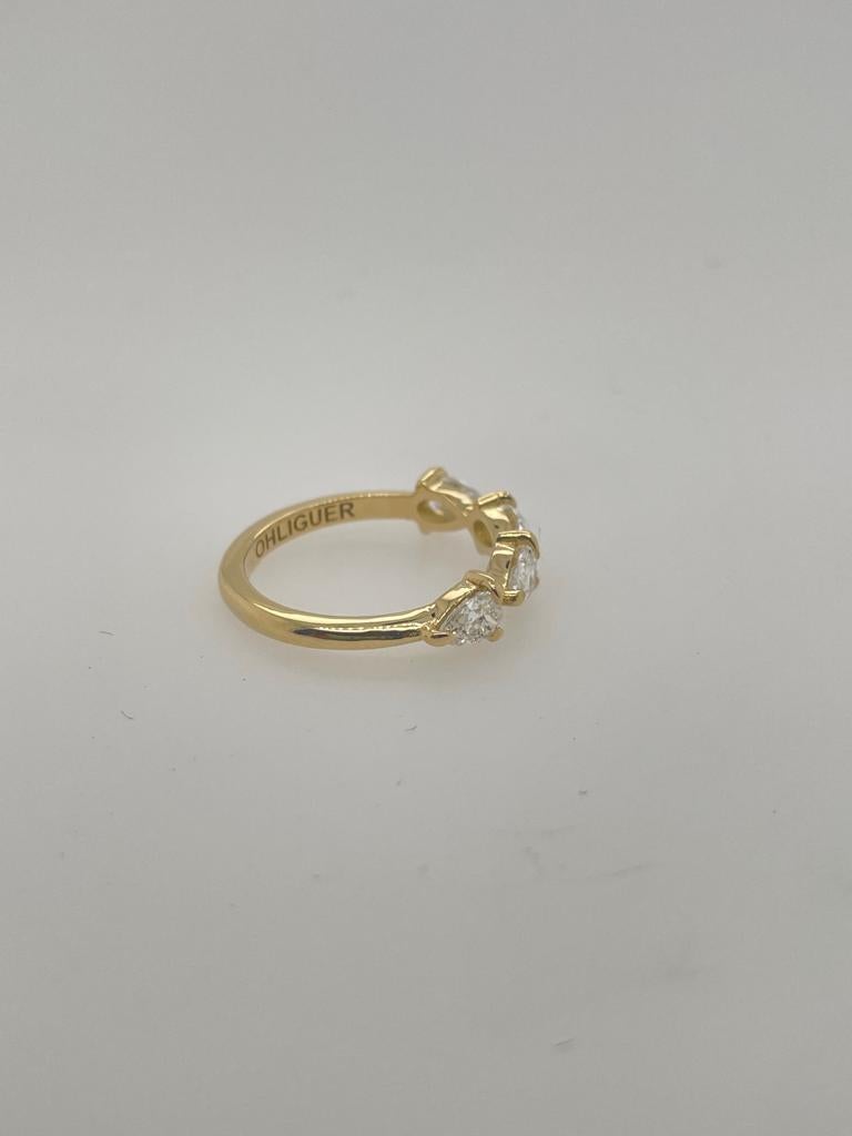 For Sale:  0.80ct FSI pear cut diamond ring wedding band eternity 18