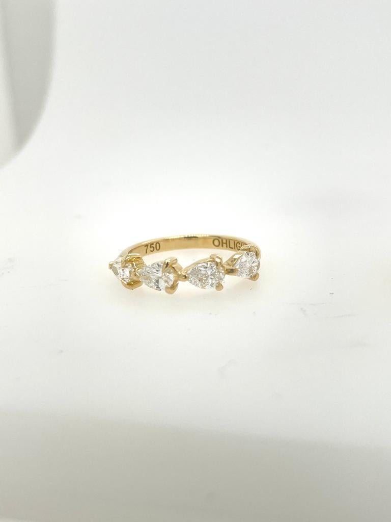 For Sale:  0.80ct FSI pear cut diamond ring wedding band eternity 19
