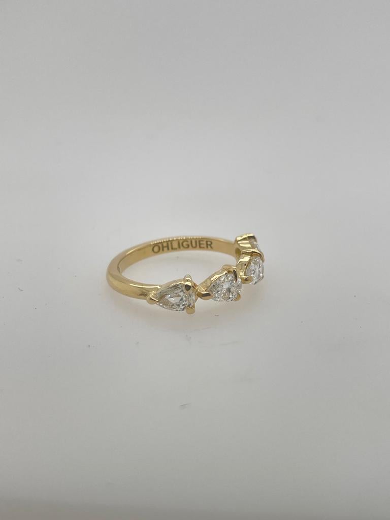 For Sale:  0.80ct FSI pear cut diamond ring wedding band eternity 5