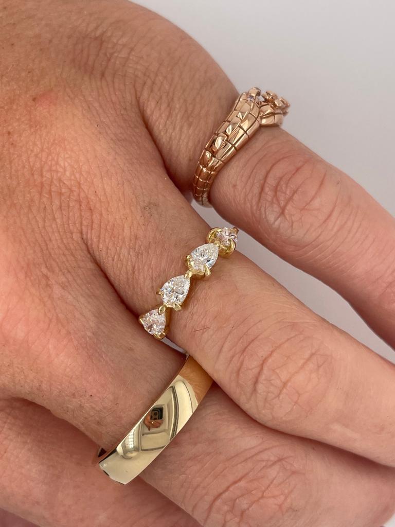 For Sale:  0.80ct FSI pear cut diamond ring wedding band eternity 8