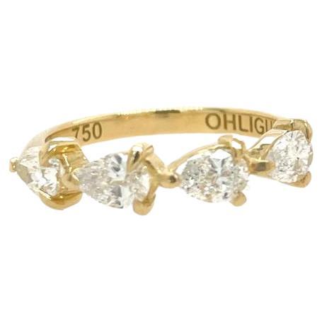 For Sale:  0.80ct FSI pear cut diamond ring wedding band eternity
