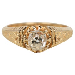 0.80ct Old Mine Cut Diamond Victorian Solitaire Engagement Ring, 18K Rose Gold