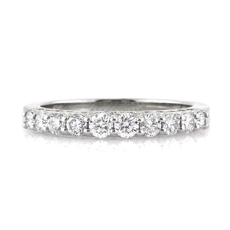 0.80ct Round Brilliant Cut Diamond Wedding Band Three-Sided in 18k White Gold