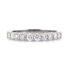 0.80ct Round Brilliant Cut Diamond Wedding Band Three-Sided in 18k White Gold