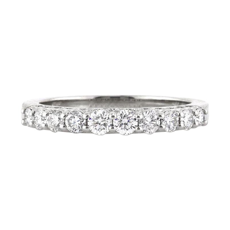 0.80ct Round Brilliant Cut Diamond Wedding Band Three-Sided in 18k White Gold