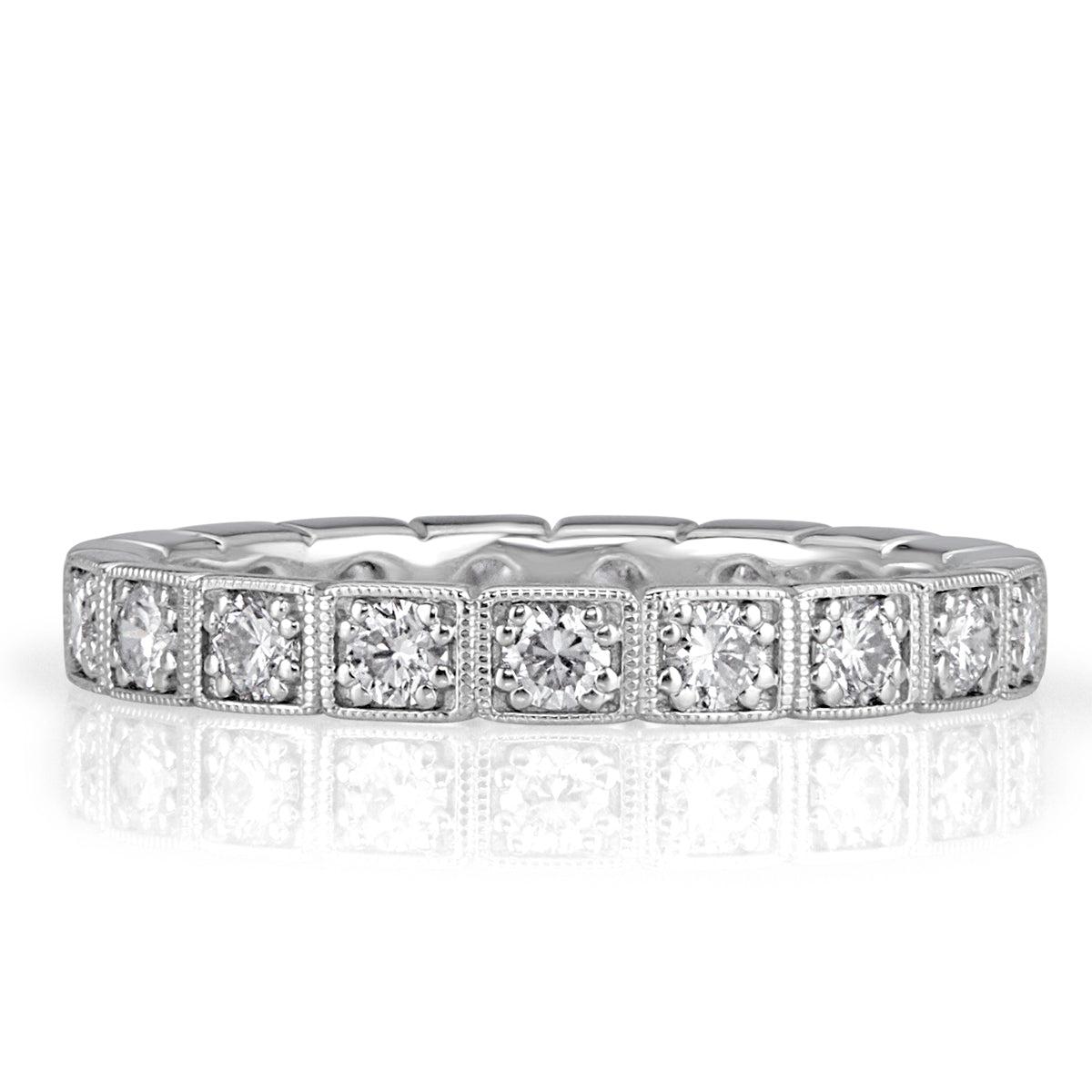 0.80ct Round Brilliant Cut Milgrain Diamond Eternity Band in 18k White Gold