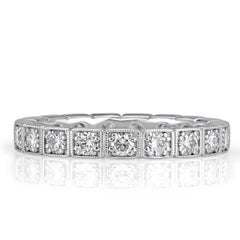 0.80ct Round Brilliant Cut Milgrain Diamond Eternity Band in 18k White Gold