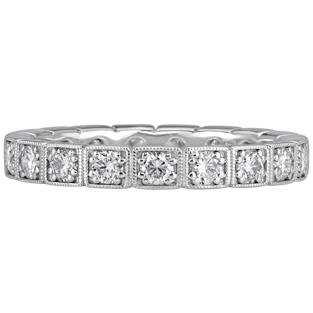 0.80ct Round Brilliant Cut Milgrain Diamond Eternity Band in 18k White Gold