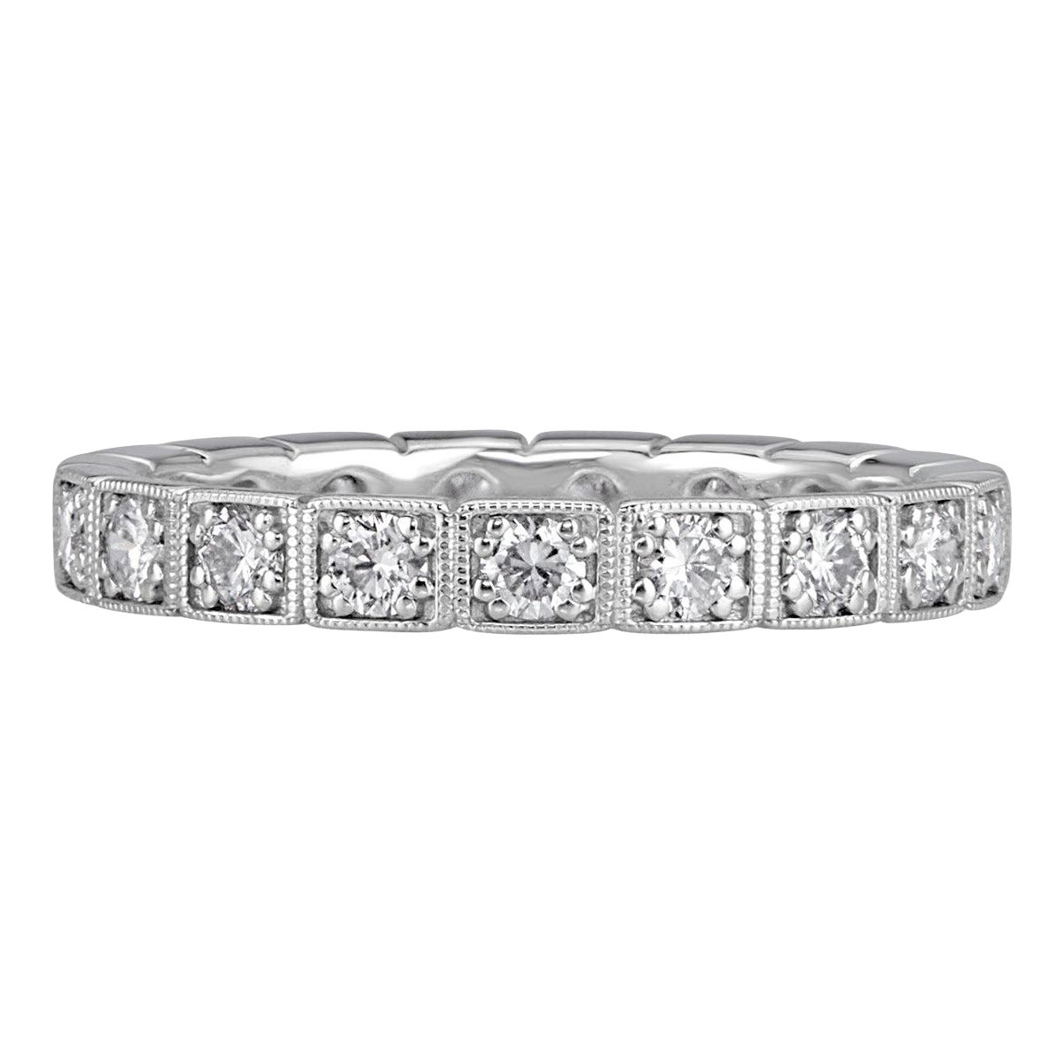 0.80ct Round Brilliant Cut Milgrain Diamond Eternity Band in Platinum