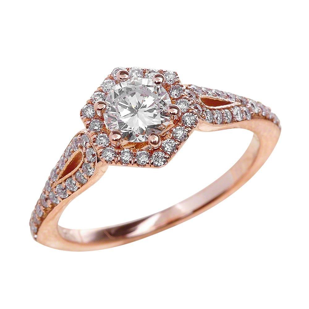 Details about   0.80 Ct Round Cut Colorless Halo Moissanite Engagement Ring 14K Rose Gold Plated 