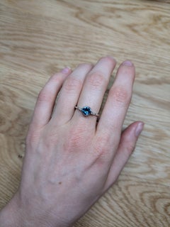 0.80cts London Blue Topaz Diamond Ring in 14K White Gold Round 6mm