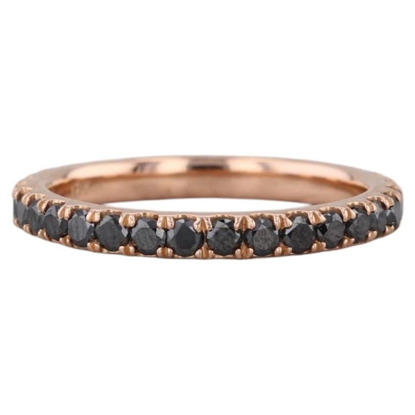 0.80ctw Black Diamond Eternity Ring 18k Rose Gold Size 5.5 Stackable Band