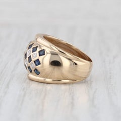 0.80ctw Blue Sapphire Diamond Dome Ring 14k Yellow Gold Size 5.5 Cocktail