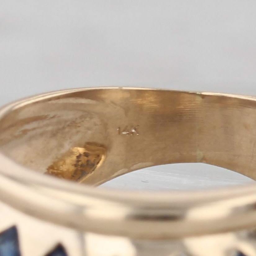 0.80ctw Zafiro Azul Diamante Anillo Cúpula Oro Amarillo 14k Talla 5.5 Cocktail en venta 2
