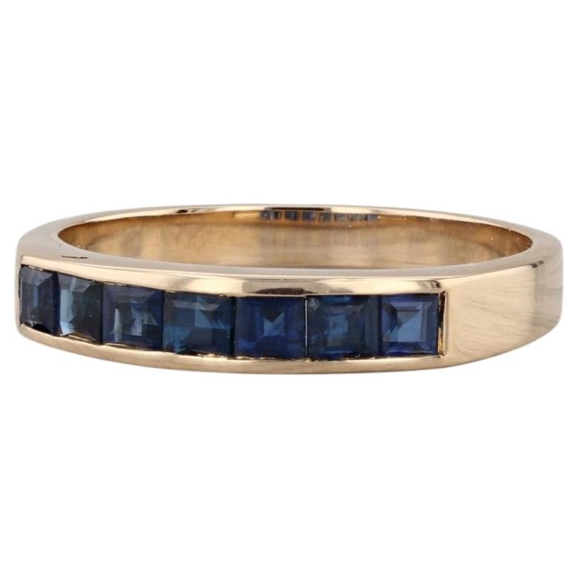 0.80ctw Blue Sapphire Ring 18k Yellow Gold Stackable Band Size 6.75