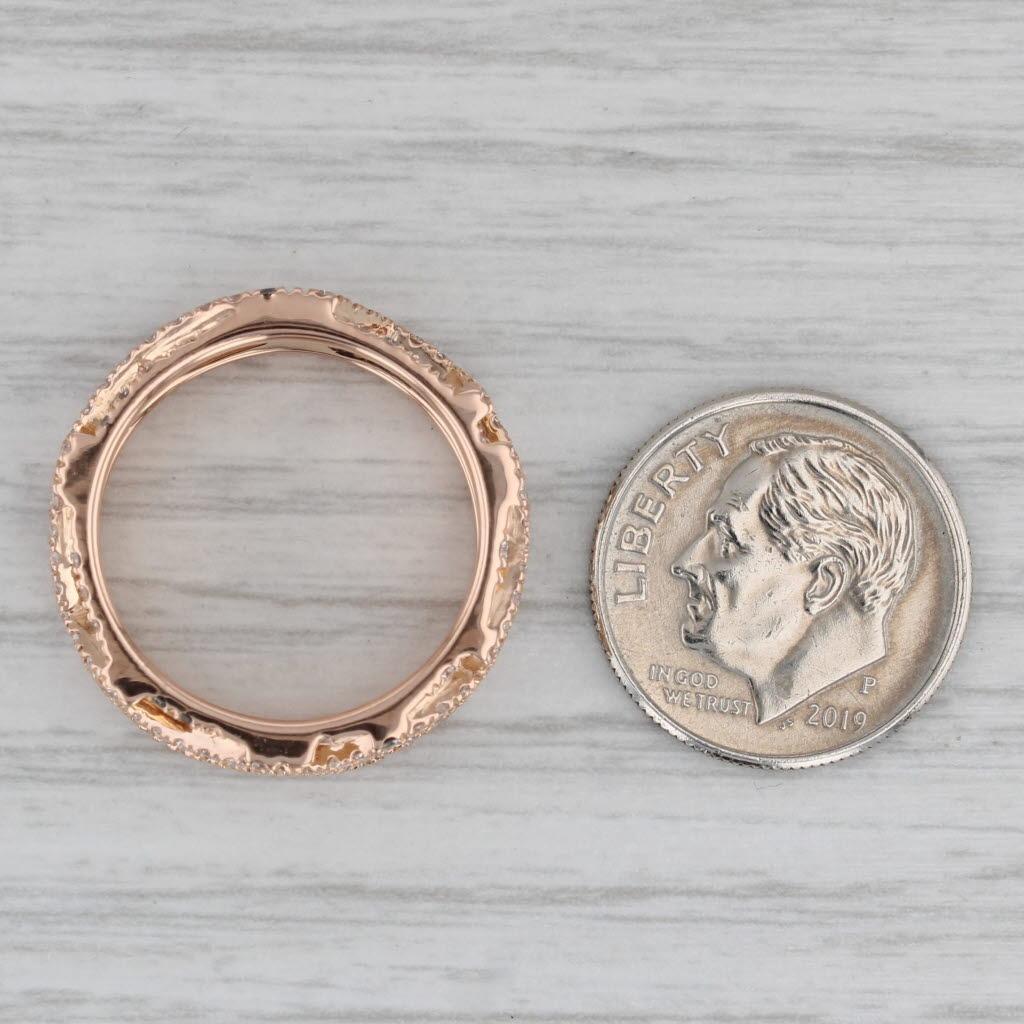 0.80ctw Diamond Abstract Lattice Work Ring 18k Rose Gold Size 6.75 Band For Sale 1