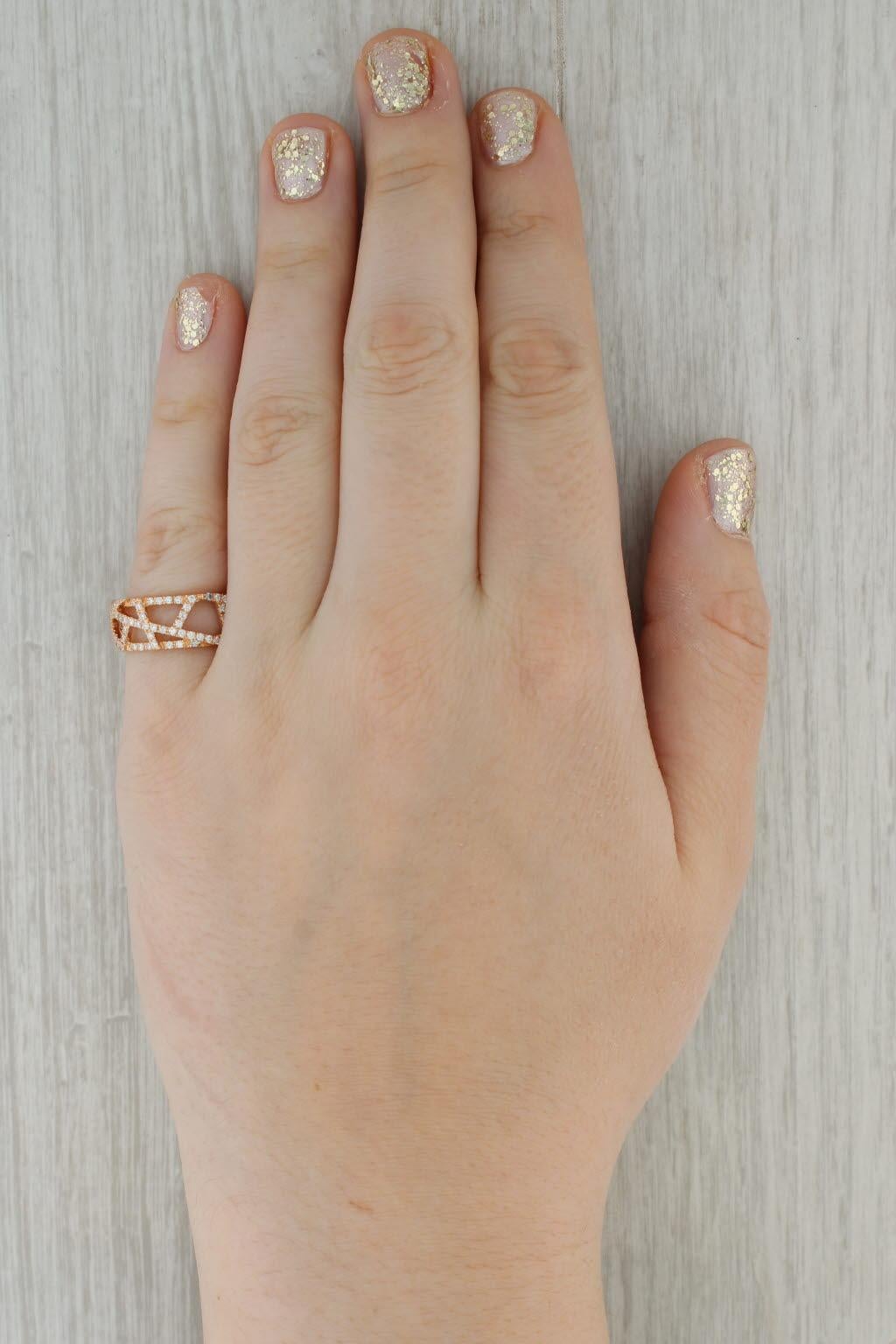 0.80ctw Diamond Abstract Lattice Work Ring 18k Rose Gold Size 6.75 Band For Sale 3