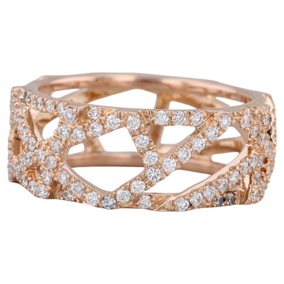 0.80ctw Diamond Abstract Lattice Work Ring 18k Rose Gold Size 6.75 Band For Sale