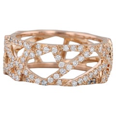 0.80ctw Diamond Abstract Lattice Work Ring 18k Rose Gold Size 6.75 Band