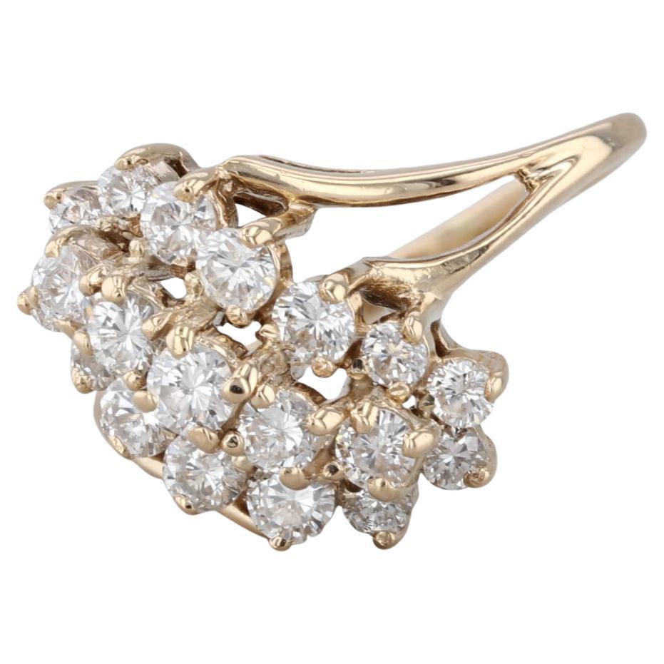 0.80ctw Diamond Cluster Bypass Ring 14k Yellow Gold Size 5.5 Cocktail
