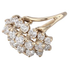 0.80ctw Diamond Cluster Bypass Ring 14k Yellow Gold Size 5.5 Cocktail