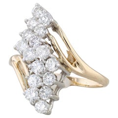 0,80 Karat Diamant-Cluster-Ring 14k Gelbgold Größe 6,5 Cocktail Bypass mit Diamanten