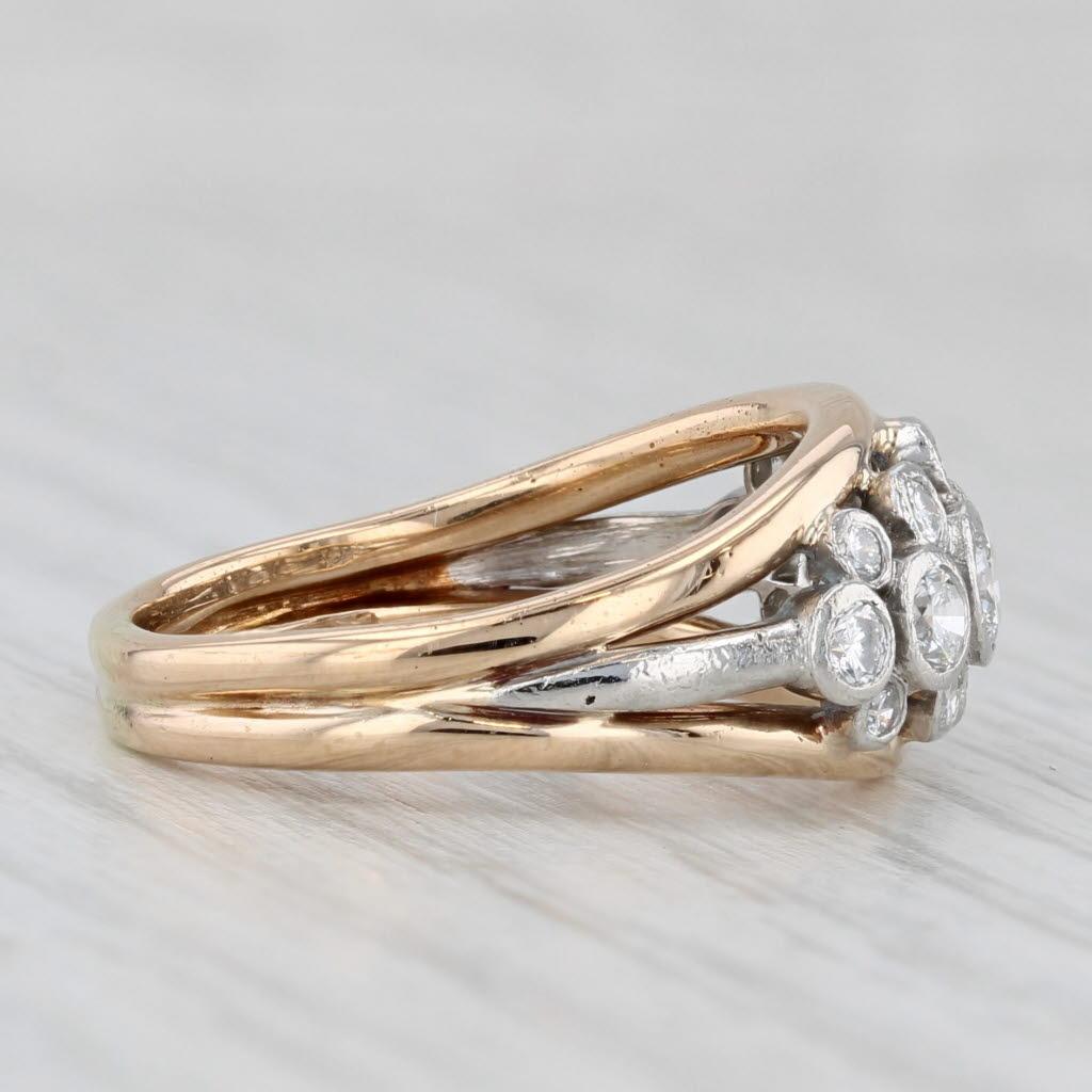 Informations sur les pierres précieuses :
- Diamants naturels -
Total des carats - 0.80ctw
Taille - Brilliante ronde
Couleur - H - J
Clarté - VS2

Métal : or jaune 18k, platine 
Poids : 6,4 grammes 
Poinçons : 18k Plat
Hauteur de la face : 9.5 mm