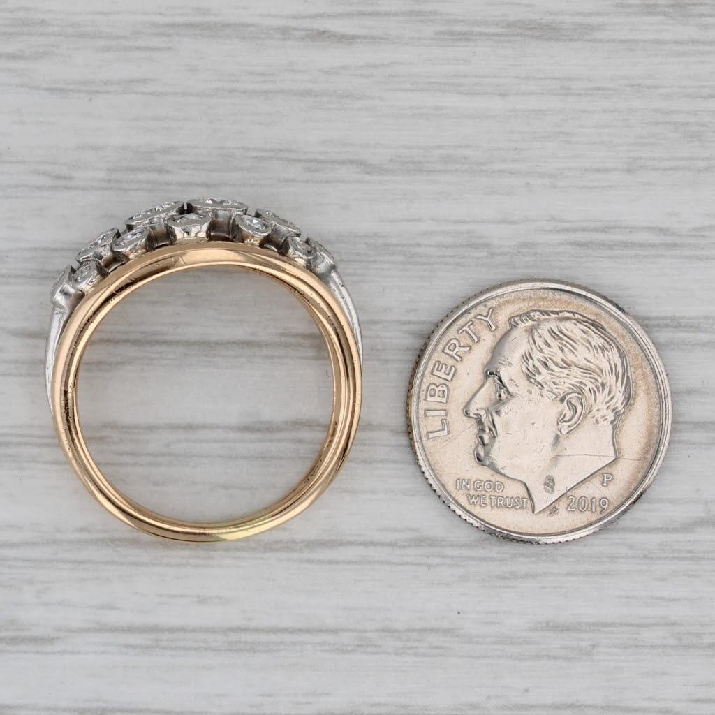 Bague grappe de diamants 0,80 ctw en platine jaune 18 carats taille 7 en vente 3