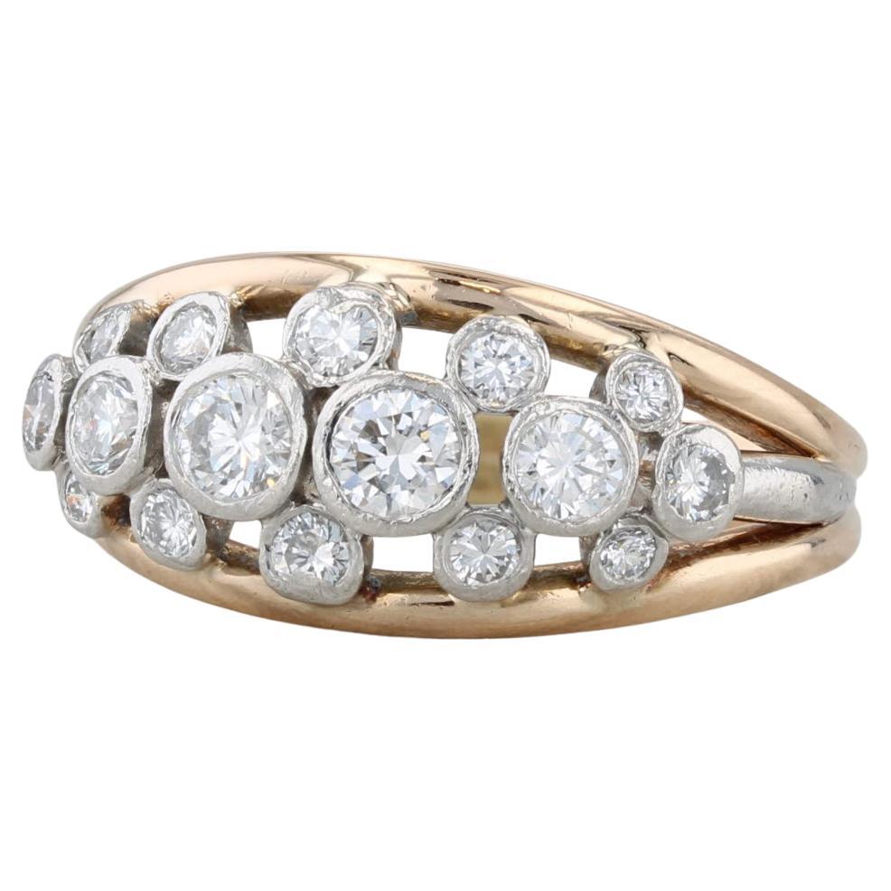 0.80ctw Diamond Cluster Ring 18k Yellow Platinum Size 7