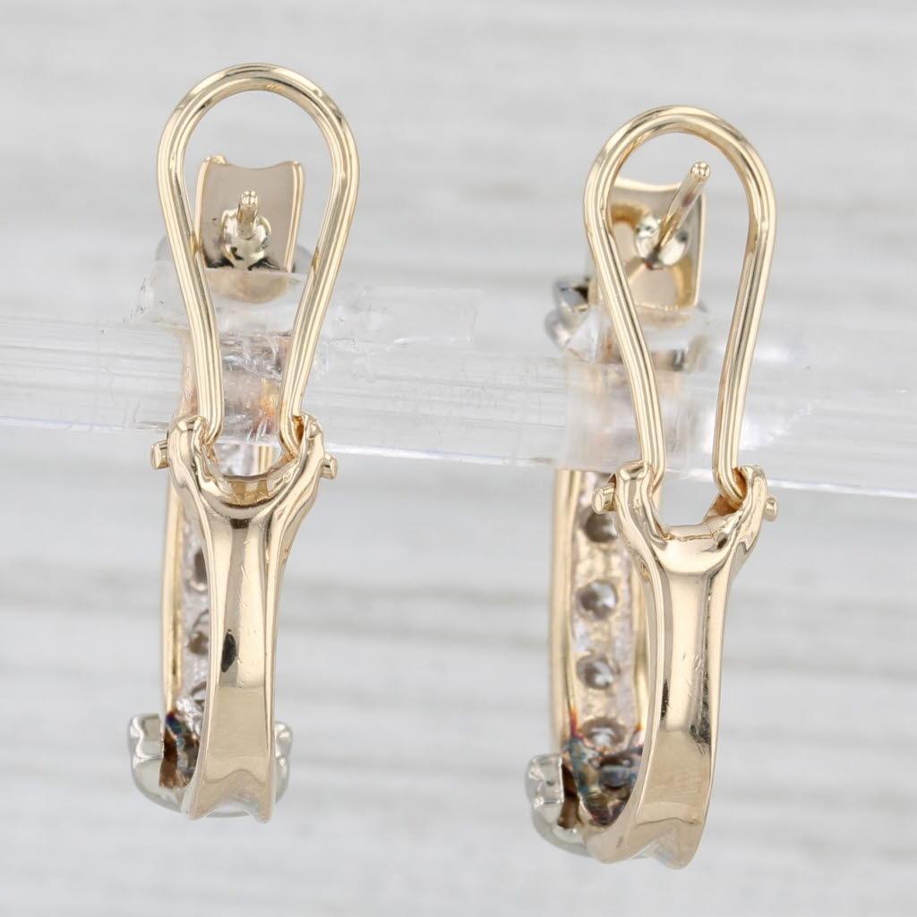 Women's or Men's 0.80ctw Diamond Journey J-Hoop Earrings 14k Yellow White Gold Omega Backs For Sale
