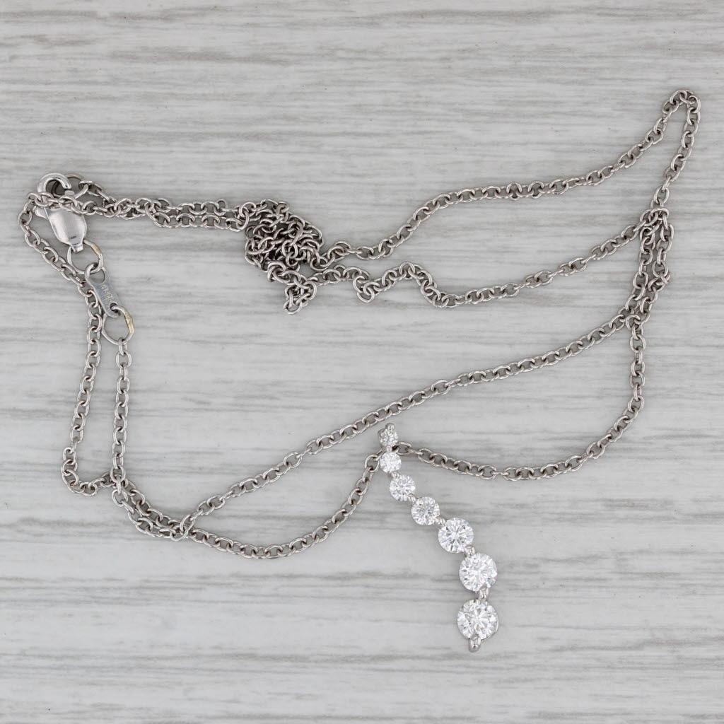 da uomo o donna Collana con ciondolo Journey con diamante da 0,80ctw in oro bianco 14k con catena a cavo da 17,75