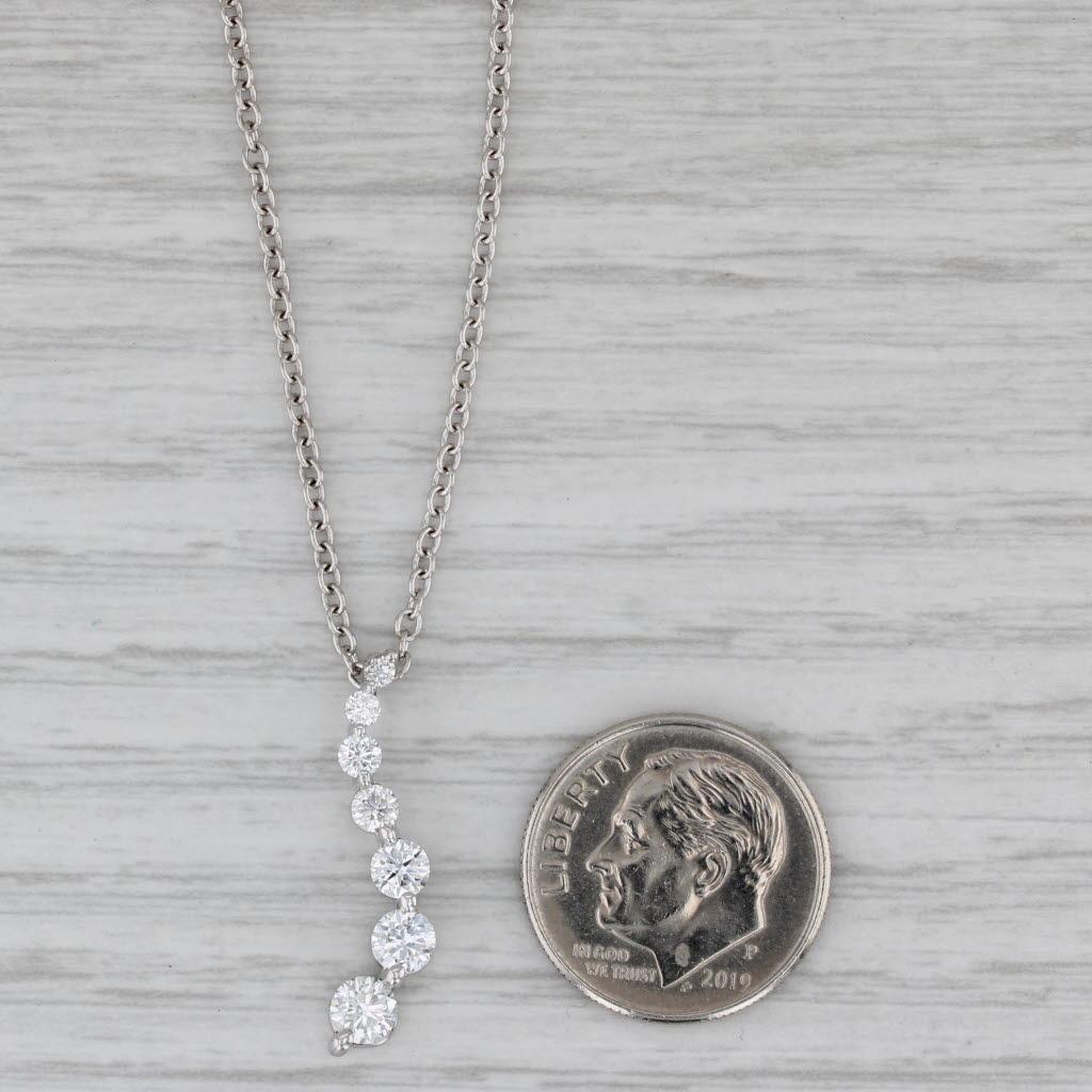 Collana con ciondolo Journey con diamante da 0,80ctw in oro bianco 14k con catena a cavo da 17,75