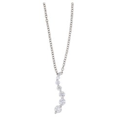 0.80ctw Diamond Journey Pendant Necklace 14k White Gold 17.75" Cable Chain