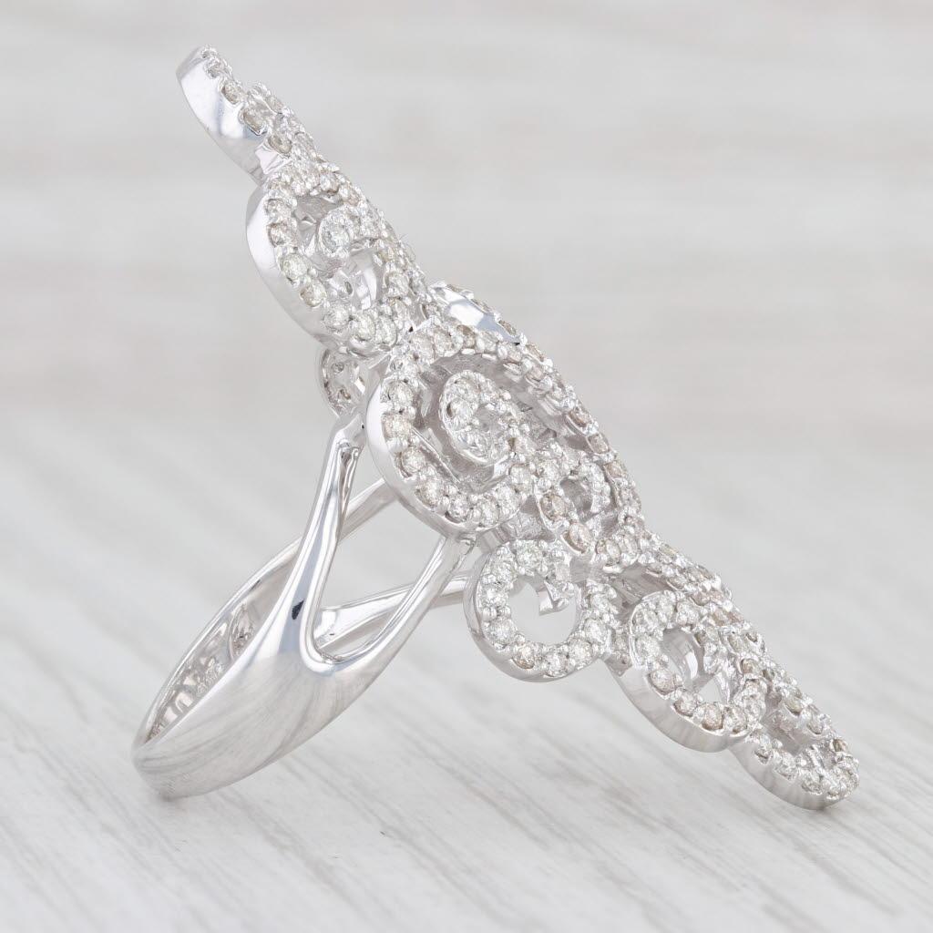 0.80ctw Diamond Swirl Cocktail Ring 14k White Gold Size 7.25 For Sale 1