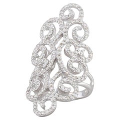 0.80ctw Diamond Swirl Cocktail Ring 14k White Gold Size 7.25