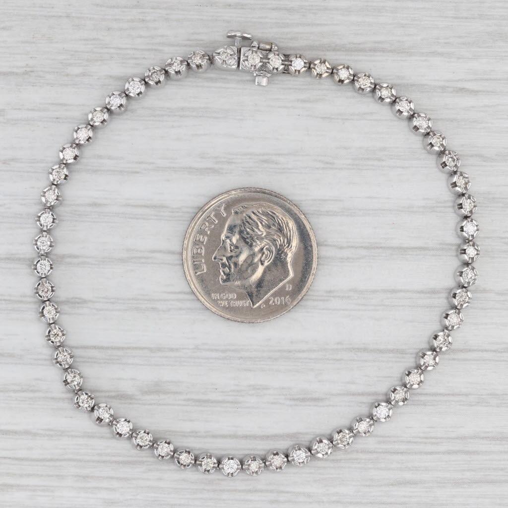 Round Cut 0.80ctw Diamond Tennis Bracelet 10k White Gold 6.75