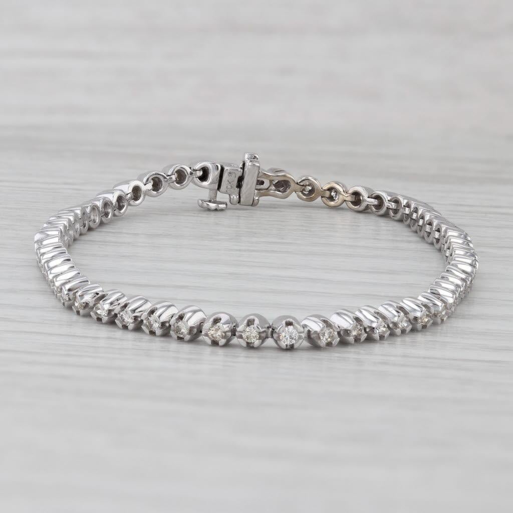 0.80ctw Diamond Tennis Bracelet 10k White Gold 6.75