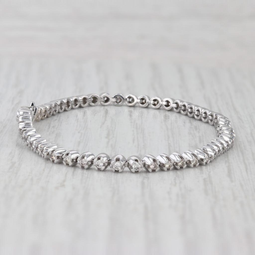0.80ctw Diamond Tennis Bracelet 10k White Gold 6.75